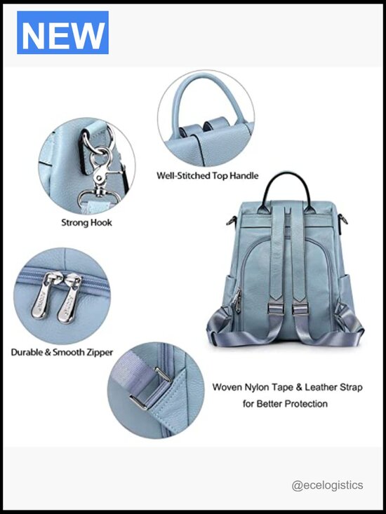 Leather Backpack Purse for Women Anti-theft Rucksack 3-in-1 Medium